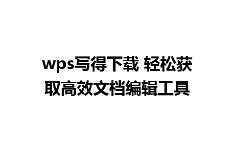 wps写得下载 轻松获取高效文档编辑工具