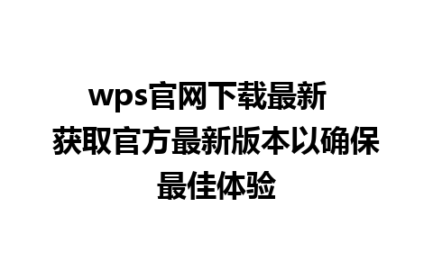 wps官网下载最新  获取官方最新版本以确保最佳体验