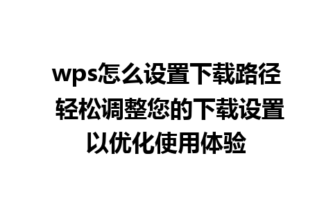 wps怎么设置下载路径 轻松调整您的下载设置以优化使用体验