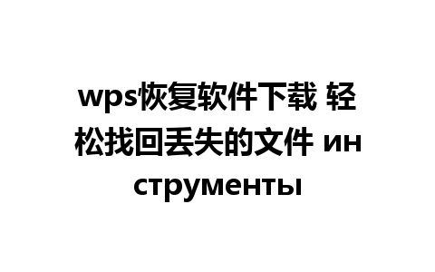 wps恢复软件下载 轻松找回丢失的文件 инструменты