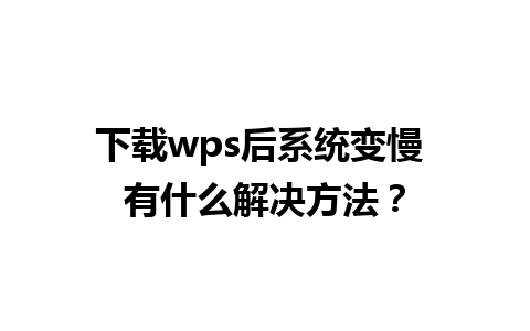 下载wps后系统变慢 有什么解决方法？