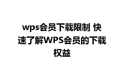 wps会员下载限制 快速了解WPS会员的下载权益