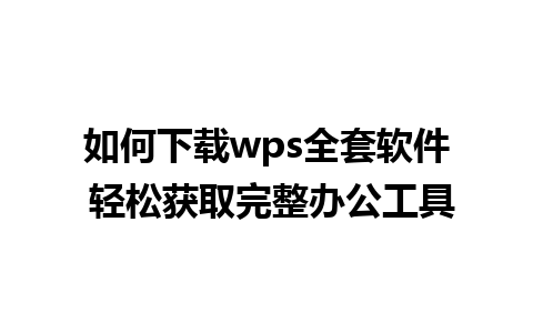 如何下载wps全套软件 轻松获取完整办公工具