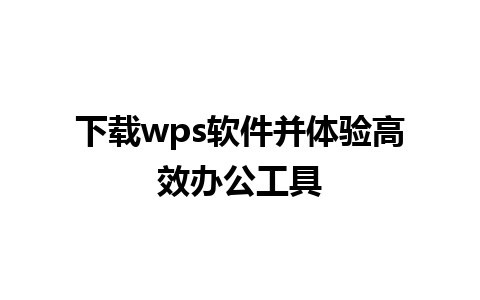 下载wps软件并体验高效办公工具