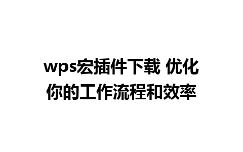 wps宏插件下载 优化你的工作流程和效率