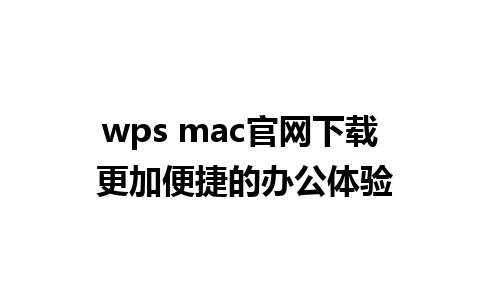 wps mac官网下载 更加便捷的办公体验