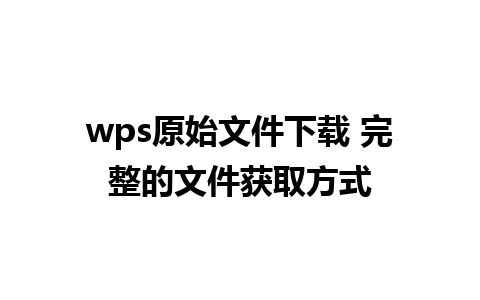 wps原始文件下载 完整的文件获取方式