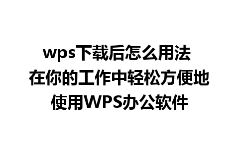 wps下载后怎么用法 在你的工作中轻松方便地使用WPS办公软件