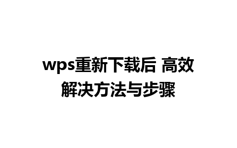 wps重新下载后 高效解决方法与步骤