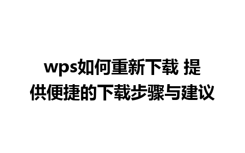 wps如何重新下载 提供便捷的下载步骤与建议