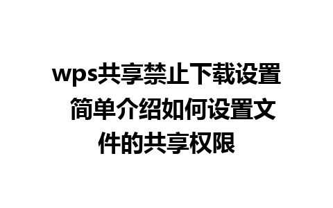 wps共享禁止下载设置  简单介绍如何设置文件的共享权限