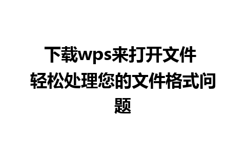 下载wps来打开文件 轻松处理您的文件格式问题