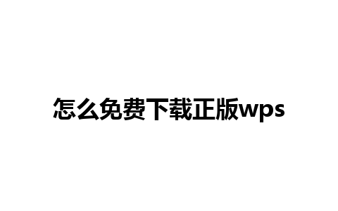 怎么免费下载正版wps 