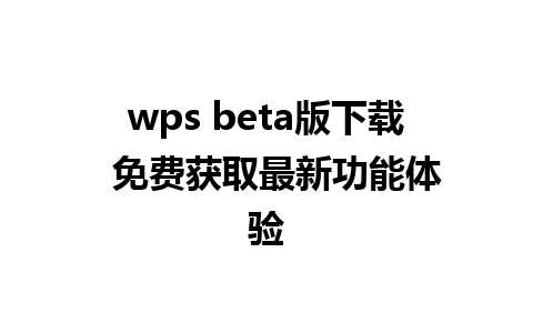 wps beta版下载  免费获取最新功能体验