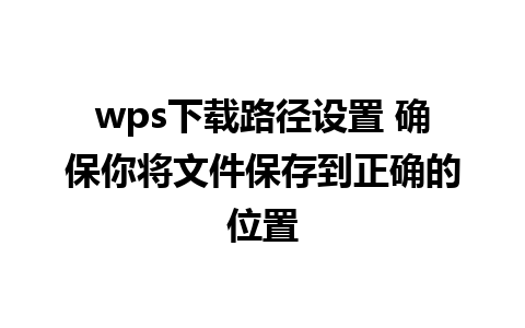 wps下载路径设置 确保你将文件保存到正确的位置