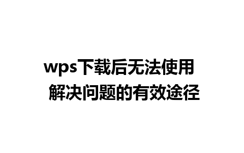 wps下载后无法使用  解决问题的有效途径