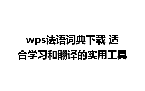 wps法语词典下载 适合学习和翻译的实用工具