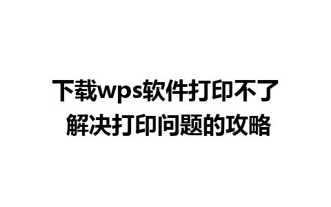 下载wps软件打印不了 解决打印问题的攻略