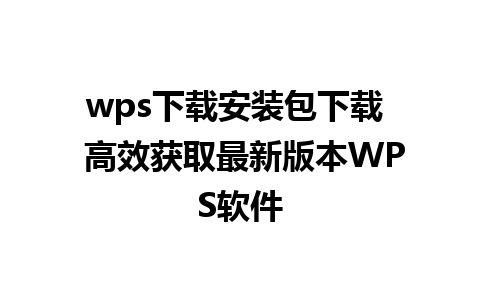 wps下载安装包下载  高效获取最新版本WPS软件