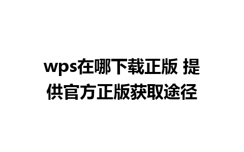 wps在哪下载正版 提供官方正版获取途径