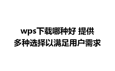 wps下载哪种好 提供多种选择以满足用户需求