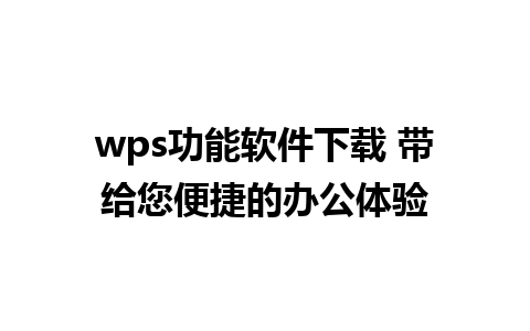 wps功能软件下载 带给您便捷的办公体验