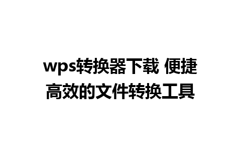 wps转换器下载 便捷高效的文件转换工具