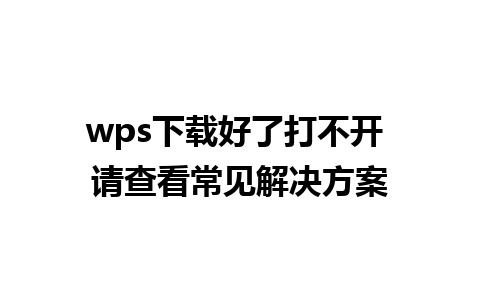 wps下载好了打不开 请查看常见解决方案