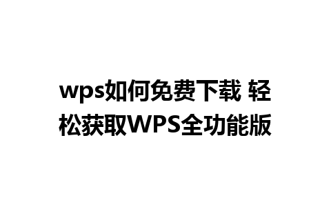 wps如何免费下载 轻松获取WPS全功能版