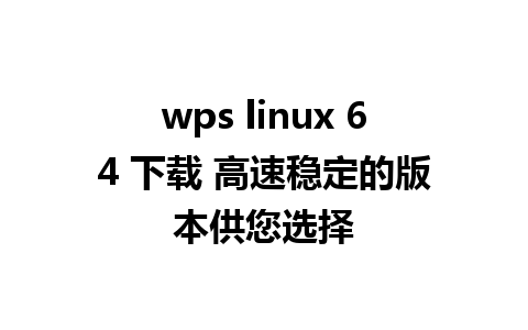 wps linux 64 下载 高速稳定的版本供您选择