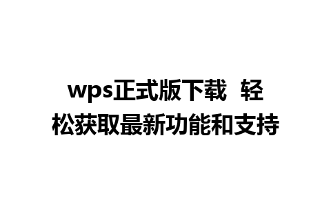 wps正式版下载  轻松获取最新功能和支持