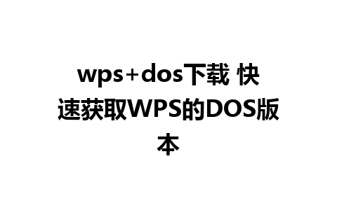 wps+dos下载 快速获取WPS的DOS版本