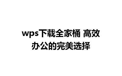 wps下载全家桶 高效办公的完美选择