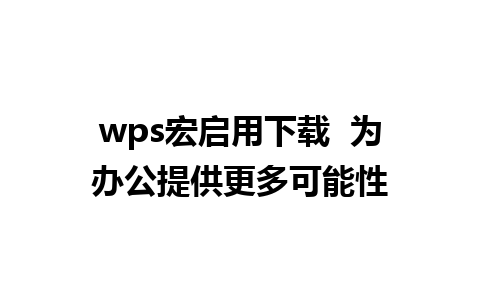 wps宏启用下载  为办公提供更多可能性