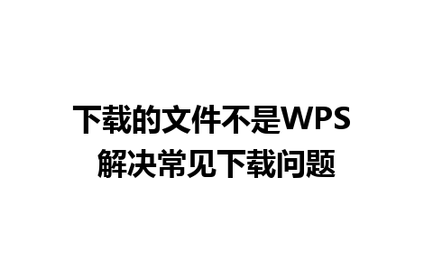 下载的文件不是WPS 解决常见下载问题