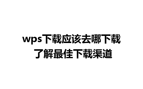 wps下载应该去哪下载 了解最佳下载渠道