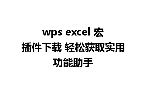 wps excel 宏插件下载 轻松获取实用功能助手