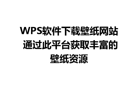 WPS软件下载壁纸网站 通过此平台获取丰富的壁纸资源