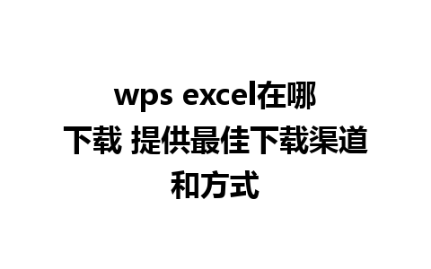 wps excel在哪下载 提供最佳下载渠道和方式