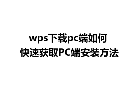 wps下载pc端如何 快速获取PC端安装方法