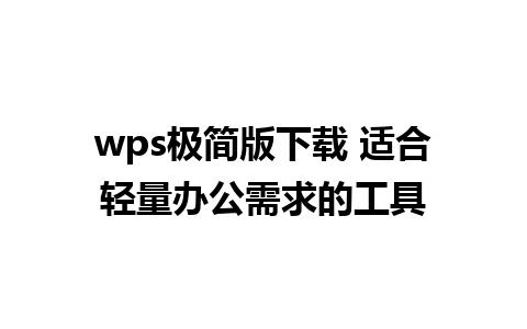 wps极简版下载 适合轻量办公需求的工具