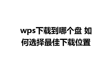 wps下载到哪个盘 如何选择最佳下载位置