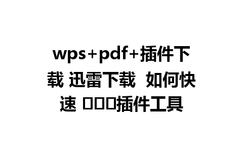 wps+pdf+插件下载 迅雷下载  如何快速 نصب插件工具