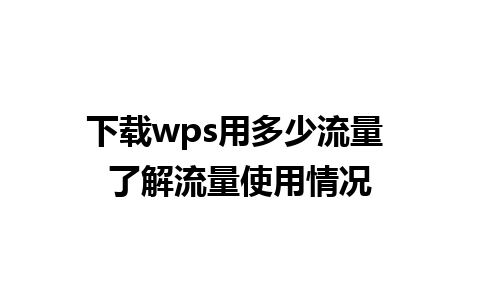 下载wps用多少流量 了解流量使用情况