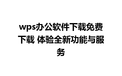 wps办公软件下载免费下载 体验全新功能与服务