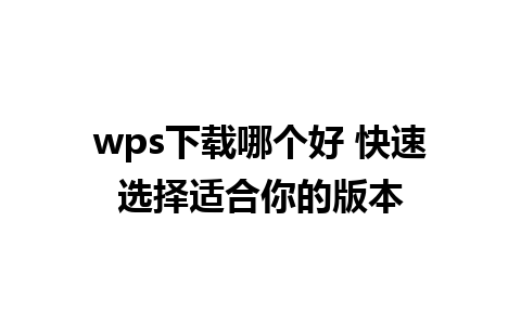 wps下载哪个好 快速选择适合你的版本