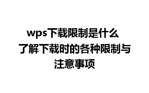 wps下载限制是什么 了解下载时的各种限制与注意事项