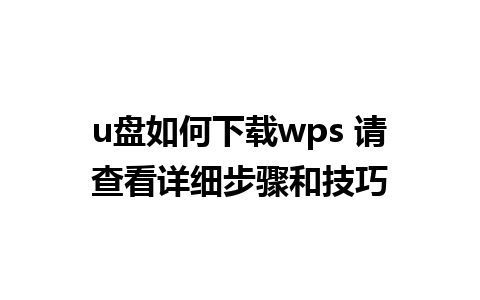 u盘如何下载wps 请查看详细步骤和技巧