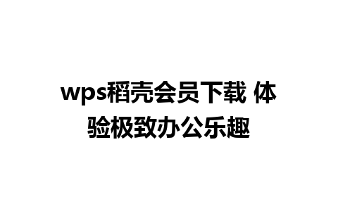 wps稻壳会员下载 体验极致办公乐趣