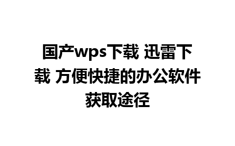 国产wps下载 迅雷下载 方便快捷的办公软件获取途径